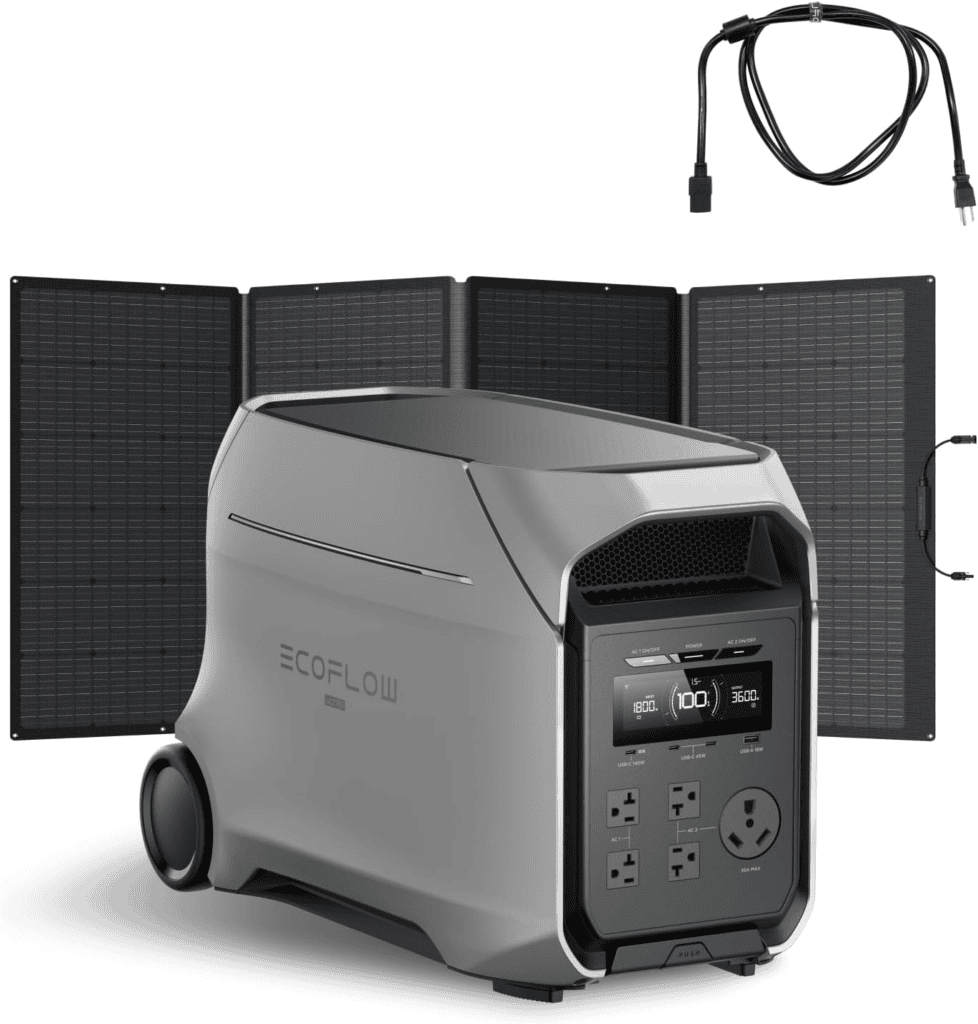 EF ECOFLOW 3072Wh DELTA 3 Ultra Plus with 400W Solar Panel and AC Cable